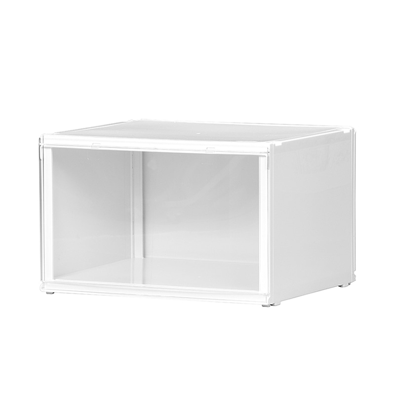 リブウェル 収納ケース バスクル  クリア×ホワイト 1個（ご注文単位12個）【直送品】