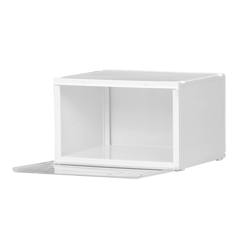 リブウェル 収納ケース バスクル クリア×ホワイト 1個(ご注文単位12個)【直送品】