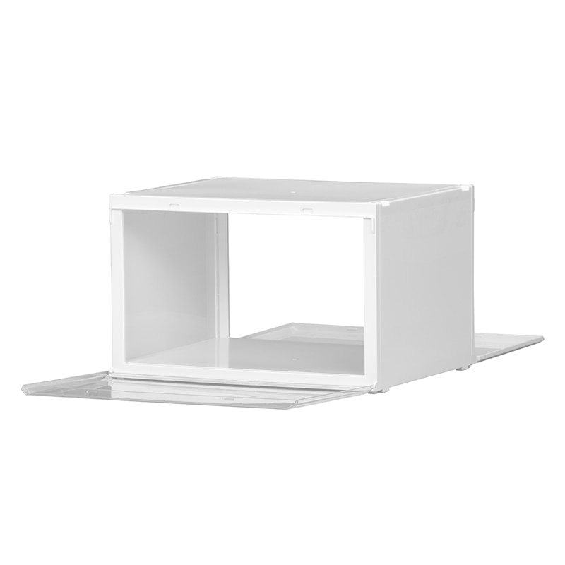 リブウェル 収納ケース バスクル クリア×ホワイト 1個(ご注文単位12個)【直送品】