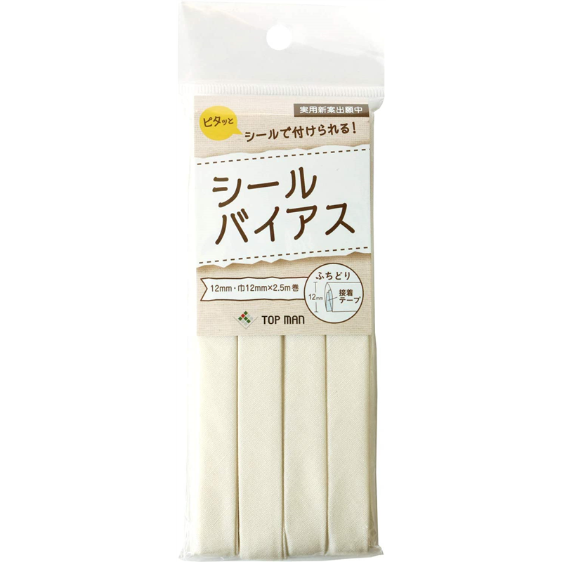 トップマン工業 シールバイアステープ アイボリー 巾12mm×2.5m巻 TM008-1 1枚（ご注文単位1枚）【直送品】