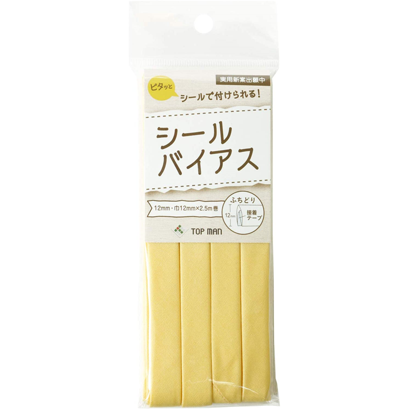 トップマン工業 シールバイアステープ ミモザイエロー 巾12mm×2.5m巻 TM008-3 1枚（ご注文単位1枚）【直送品】
