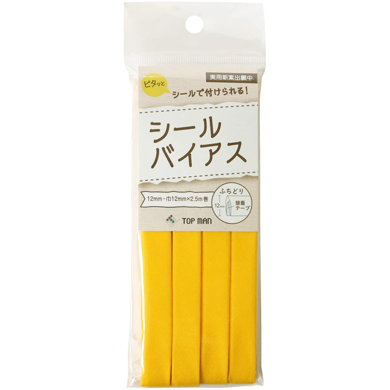 トップマン工業 シールバイアステープ バナナイエロー 巾12mm×2.5m巻 TM008-4 1枚（ご注文単位1枚）【直送品】