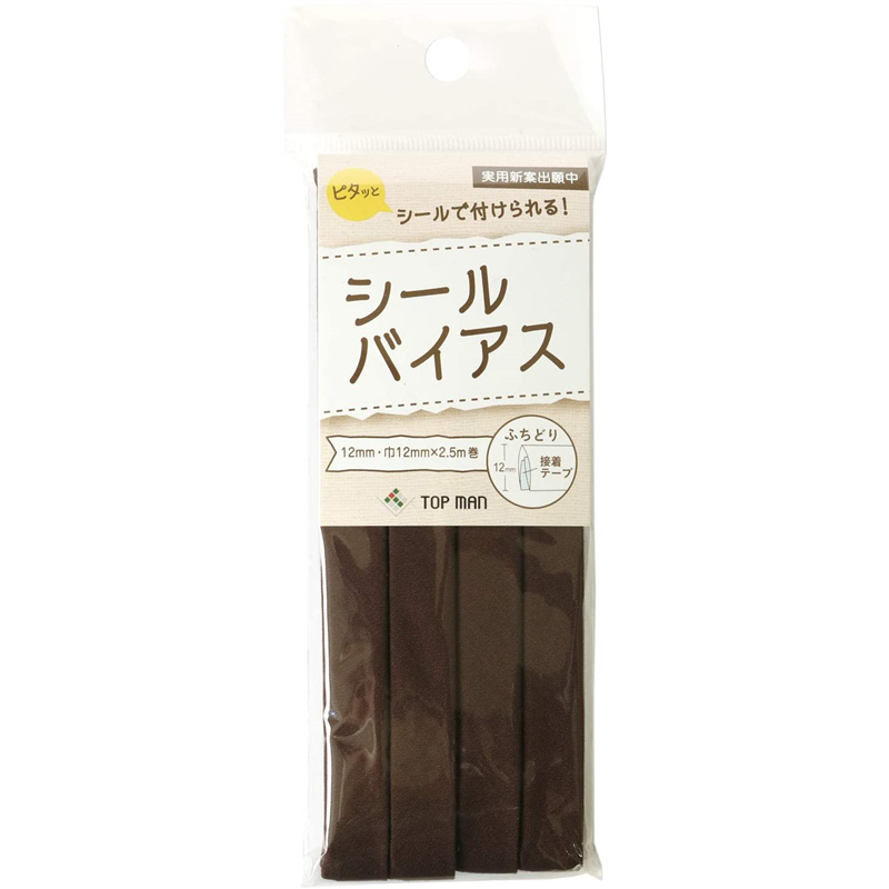 トップマン工業 シールバイアステープ ブラウン 巾12mm×2.5m巻 TM008-8 1枚（ご注文単位1枚）【直送品】