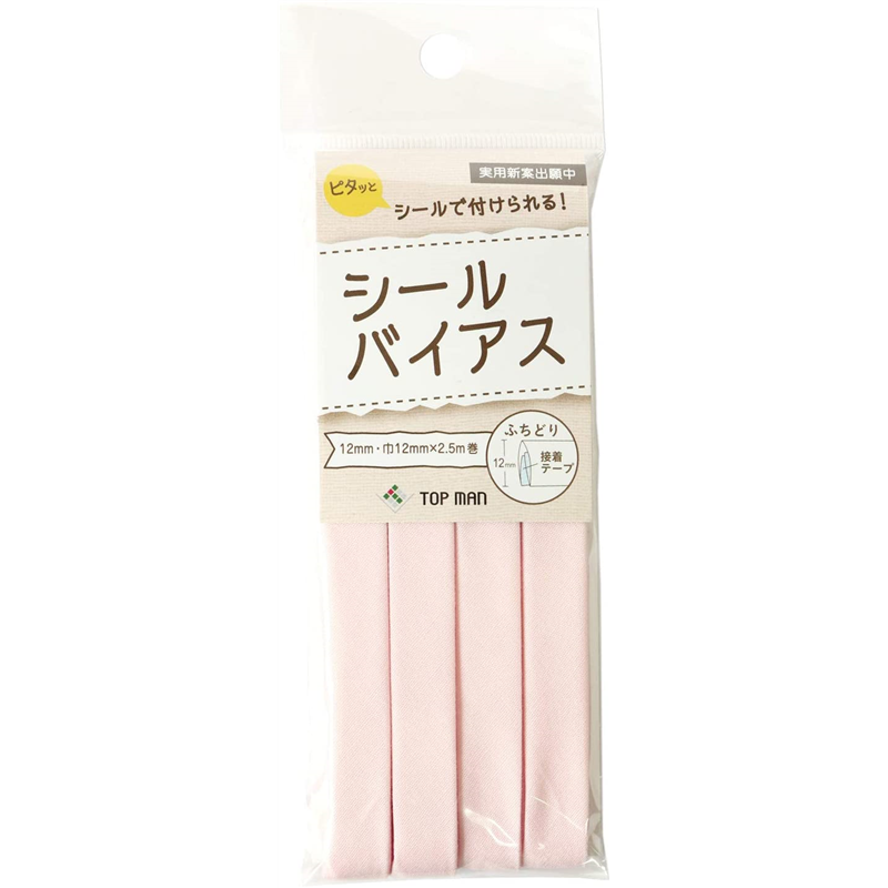 トップマン工業 シールバイアステープ チェリーピンク 巾12mm×2.5m巻 TM008-9 1枚（ご注文単位1枚）【直送品】