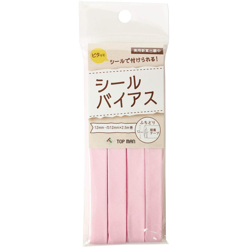 トップマン工業 シールバイアステープ ベビーピンク 巾12mm×2.5m巻 TM008-10 1枚（ご注文単位1枚）【直送品】