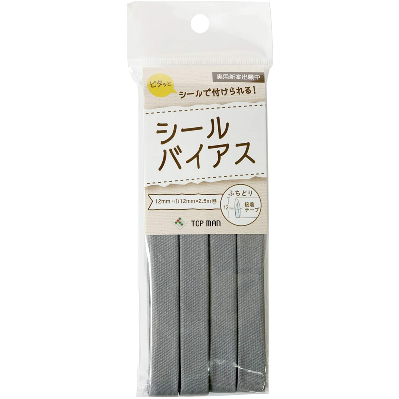 トップマン工業 シールバイアステープ グレー 巾12mm×2.5m巻 TM008-16 1枚（ご注文単位1枚）【直送品】