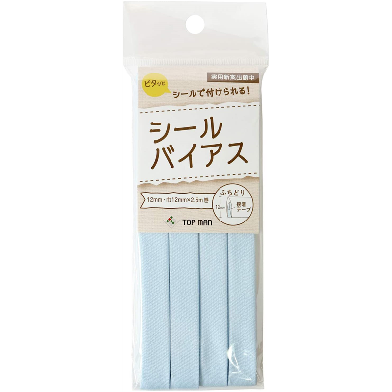 トップマン工業 シールバイアステープ アクアブルー 巾12mm×2.5m巻 TM008-17 1枚（ご注文単位1枚）【直送品】