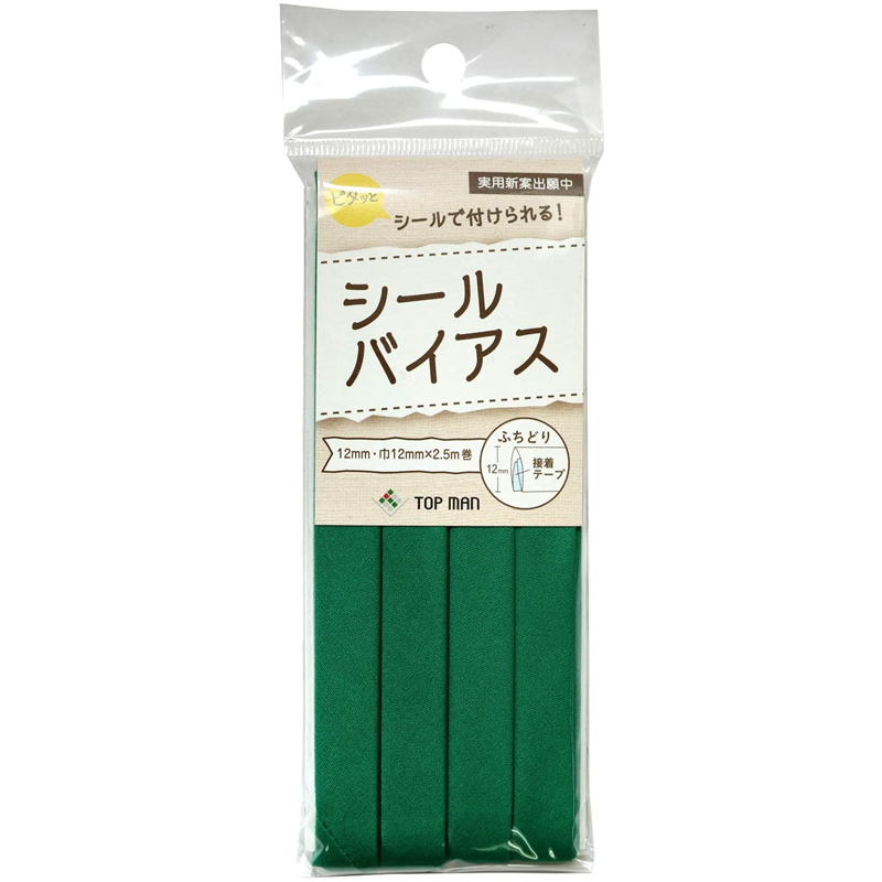 トップマン工業 シールバイアステープ グリーン 巾12mm×2.5m巻 TM008-22 1枚（ご注文単位1枚）【直送品】