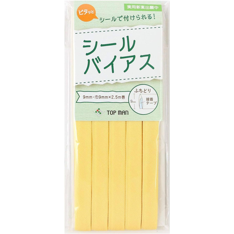 トップマン工業株式会社 シールバイアス 9mm巾 ミモザイエロー TM012-3 1枚（ご注文単位1枚）【直送品】