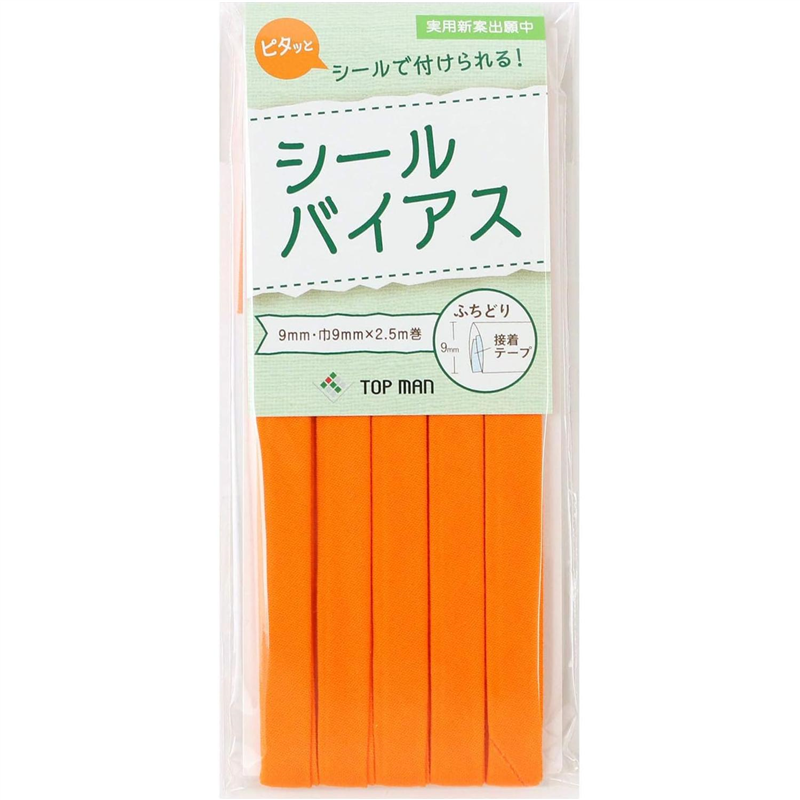 トップマン工業株式会社 シールバイアス 9mm巾 オレンジ TM012-5 1枚（ご注文単位1枚）【直送品】