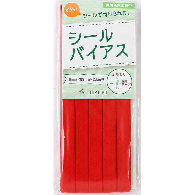トップマン工業株式会社 シールバイアス 9mm巾 レッド TM012-6 1枚（ご注文単位1枚）【直送品】