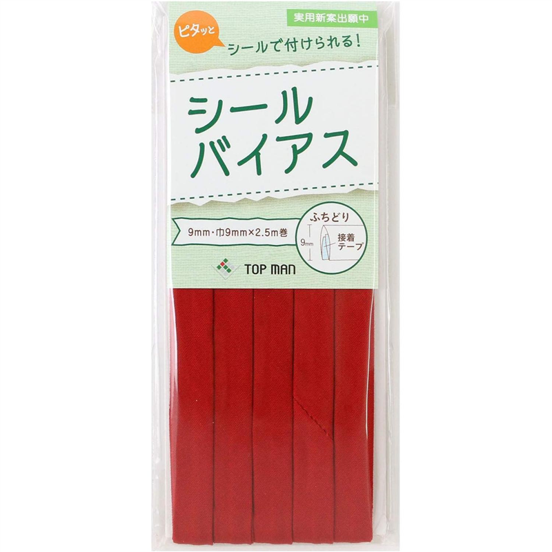 トップマン工業株式会社 シールバイアス 9mm巾 ダークレッド TM012-7 1枚（ご注文単位1枚）【直送品】