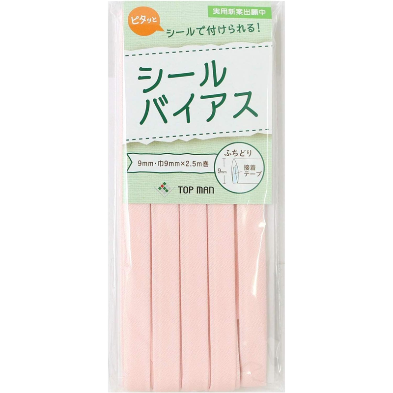 トップマン工業株式会社 シールバイアス 9mm巾 チェリーピンク TM012-9 1枚（ご注文単位1枚）【直送品】