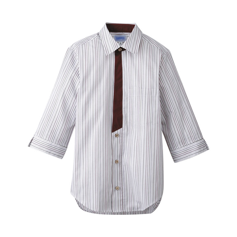 サーヴォ 男女兼用 シャツ 七分袖 M エンジ BT3121 1枚(ご注文単位1枚)【直送品】