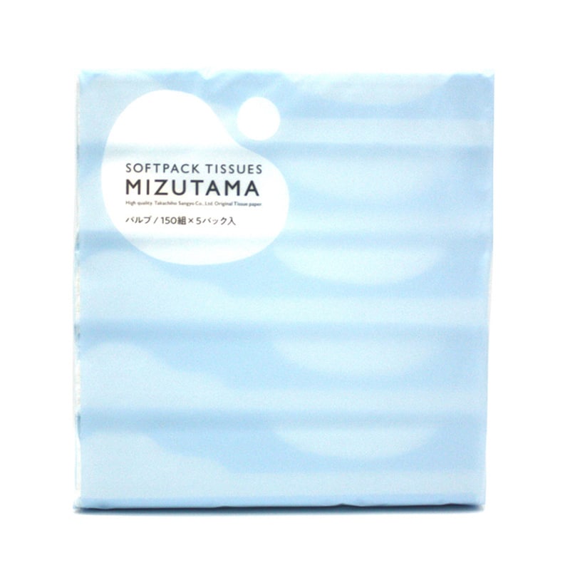高千穂産業 ソフトパックティッシュ MIZUTAMA 150組 5個×20パック 1420000006 1箱（ご注文単位1箱）【直送品】