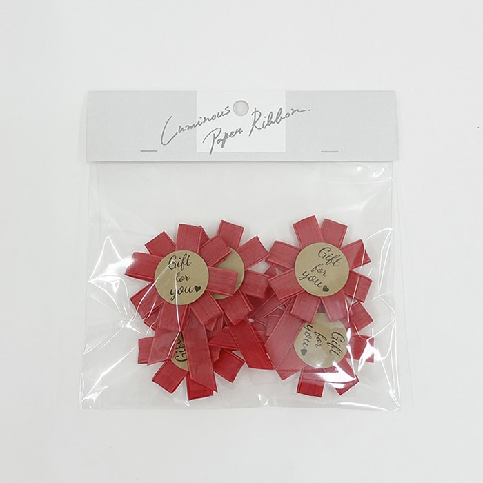 リボンワーク ルミナスペーパーリボン ロゼッタ 5個入 トマト 1袋（ご注文単位1袋）【直送品】
