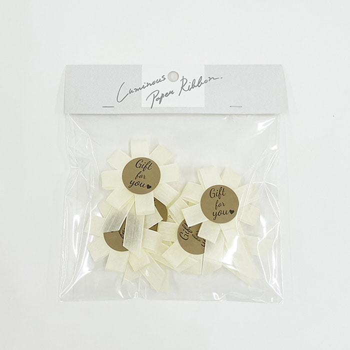 リボンワーク ルミナスペーパーリボン ロゼッタ 5個入 ミルク 1袋（ご注文単位1袋）【直送品】