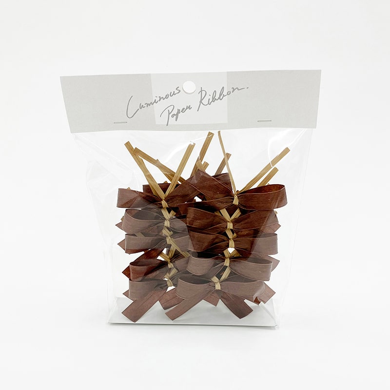 リボンワーク ルミナスペーパーリボン リボンタイ 15個入 チョコレート 1袋（ご注文単位1袋）【直送品】