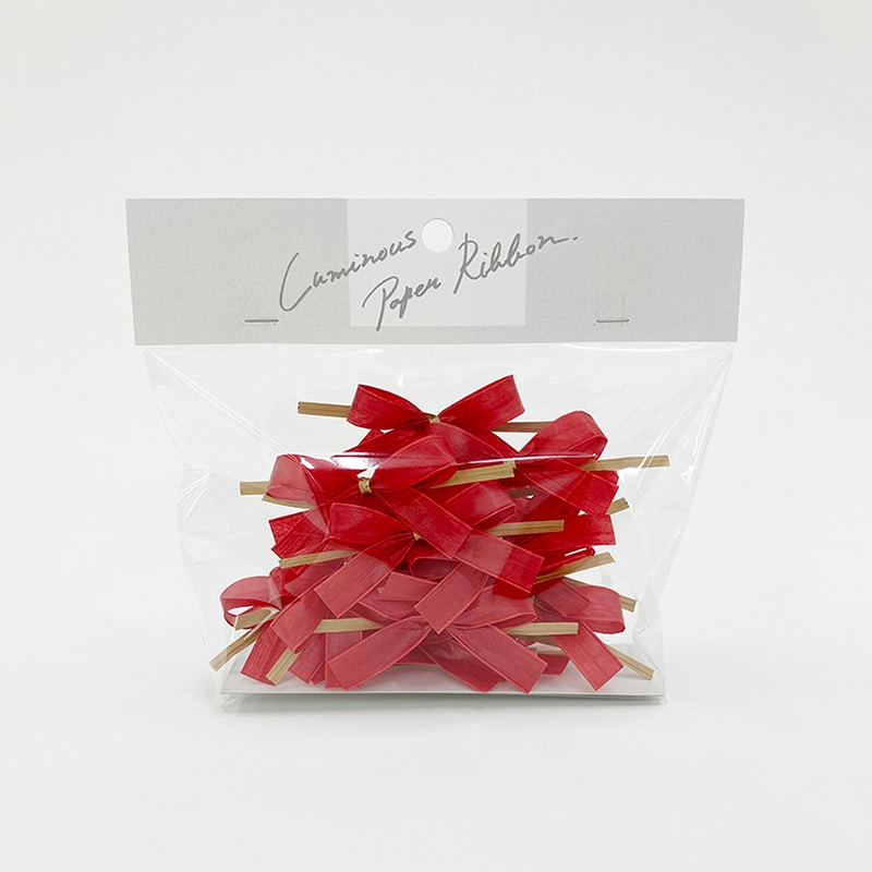 リボンワーク ルミナスペーパーリボン ミニリボンタイ 20個入 トマト 1袋（ご注文単位1袋）【直送品】