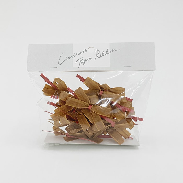 リボンワーク ルミナスペーパーリボン ミニリボンタイ 20個入 シナモン 1袋（ご注文単位1袋）【直送品】