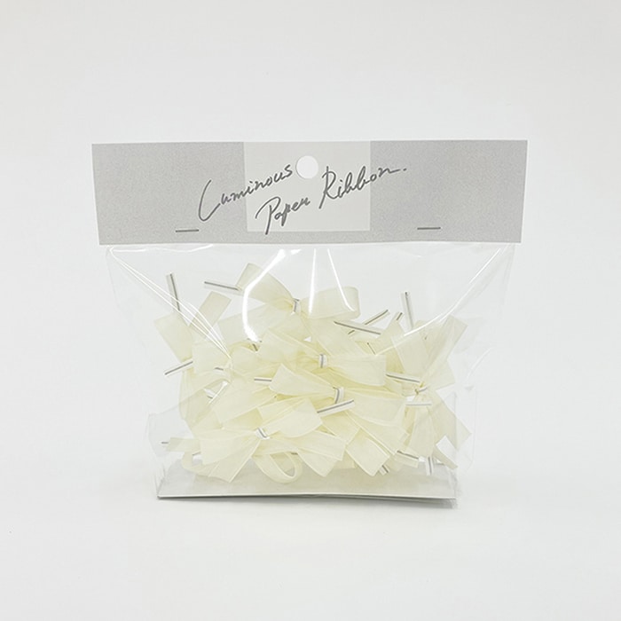 リボンワーク ルミナスペーパーリボン ミニリボンタイ 20個入 ミルク 1袋（ご注文単位1袋）【直送品】