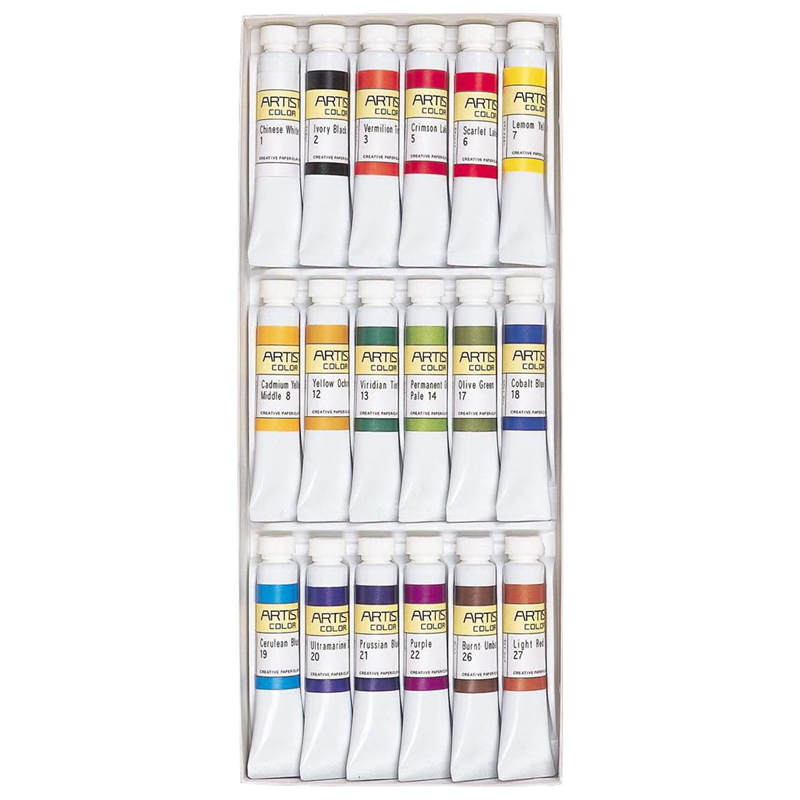日本教材製作所 透明水彩絵の具 ニューアーチストカラー 12ml ペイント絵の具 18色セット 1セット（ご注文単位1セット）【直送品】