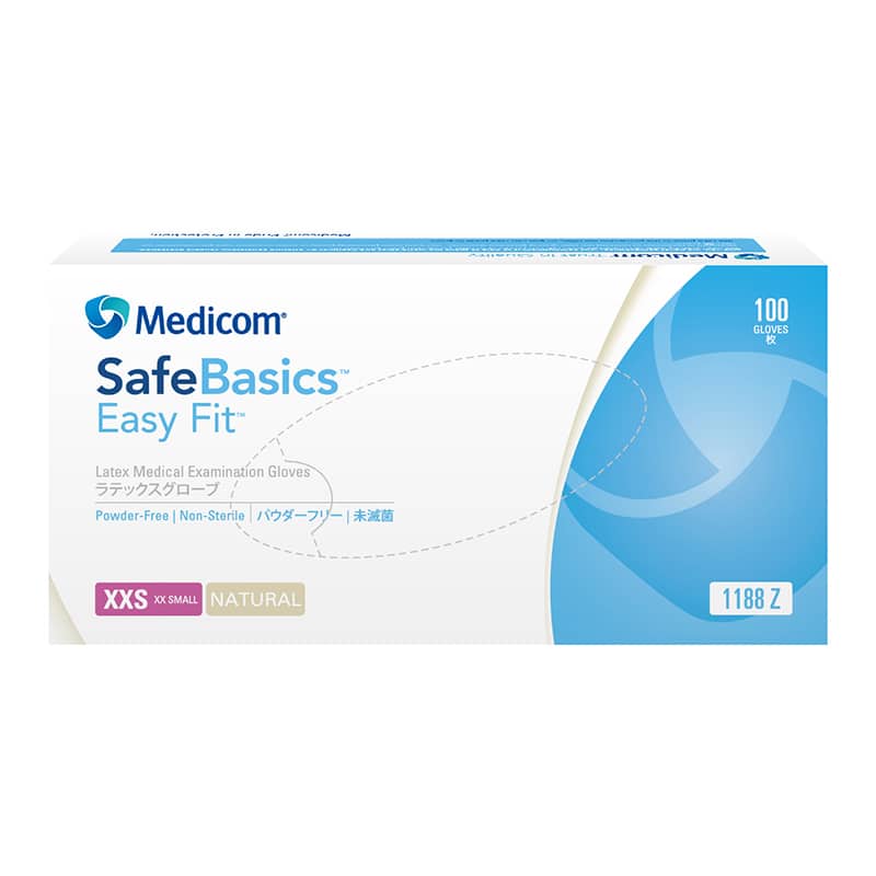 メディコムジャパン セーフベーシック ラテックスグローブ XXS 100枚入 1188Z 1箱(ご注文単位10箱)【直送品】