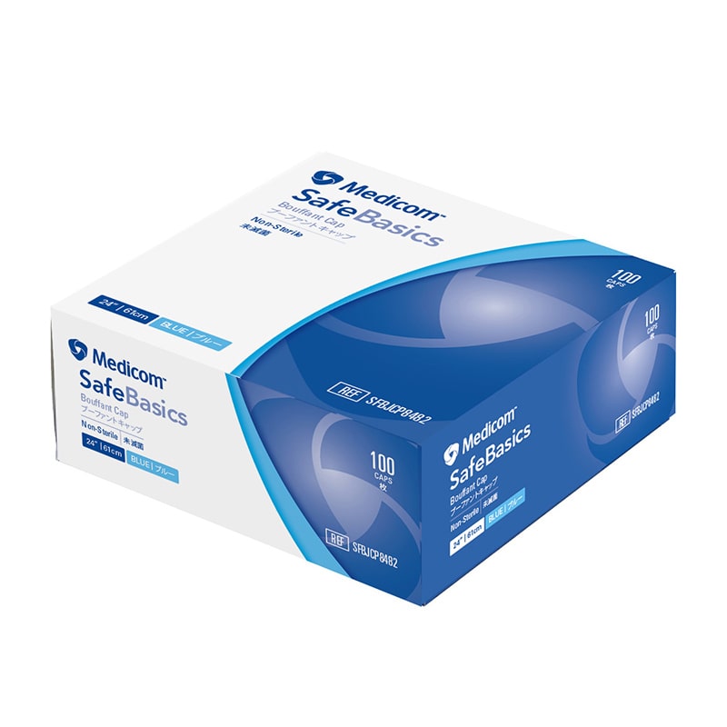 メディコムジャパン セーフベーシック ブーファントキャップ フリーサイズ ブルー SFBJCP8482 100枚/箱(ご注文単位6箱)【直送品】
