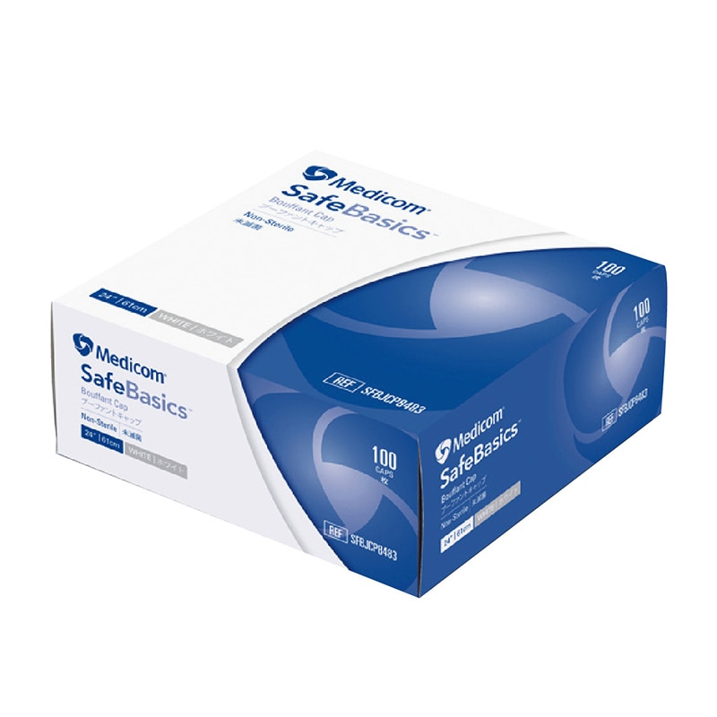 メディコムジャパン セーフベーシック ブーファントキャップ フリーサイズ ホワイト SFBJCP8483 100枚/箱(ご注文単位6箱)【直送品】