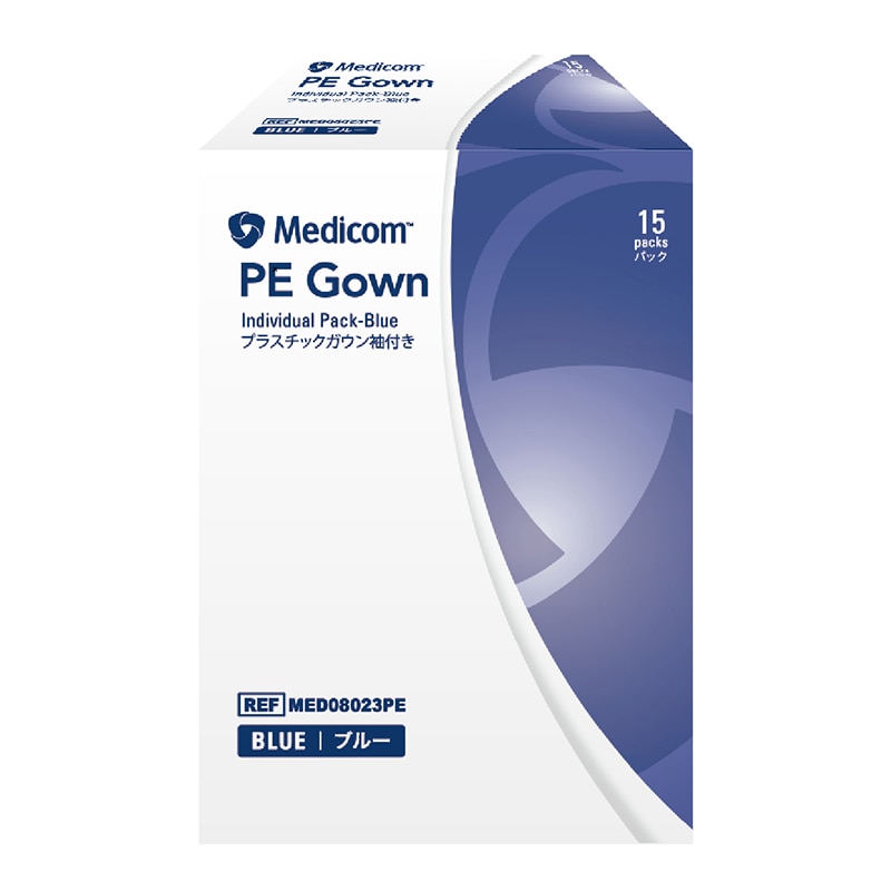 メディコムジャパン プラスチックガウン ブルー 15枚入 MED08023PE 1枚/箱(ご注文単位10箱)【直送品】