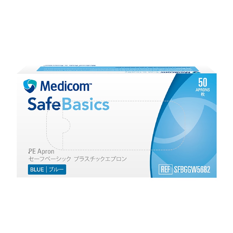 メディコムジャパン セーフベーシック プラスチックエプロン ブルー 50枚入 SFBGGW5682 1枚/箱(ご注文単位20箱)【直送品】