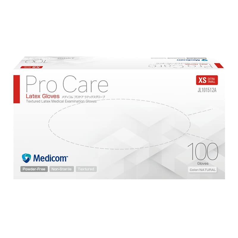 メディコムジャパン プロケア ラテックスグローブ XS 100枚入 JL101512A 1箱（ご注文単位10箱）【直送品】