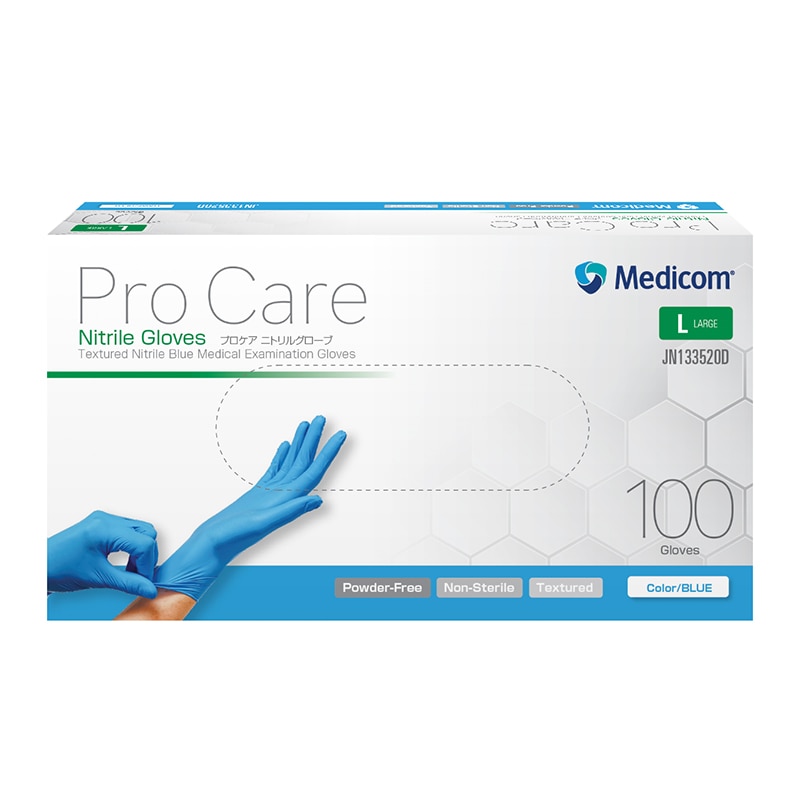 メディコムジャパン ニトリルグローブ プロケア L ブルー JN133520D 100枚/箱(ご注文単位10箱)【直送品】