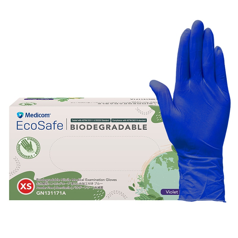 メディコムジャパン ニトリルグローブ エコセーフ 生分解性 XS ブルー GN131171A 100枚/箱（ご注文単位10箱）【直送品】