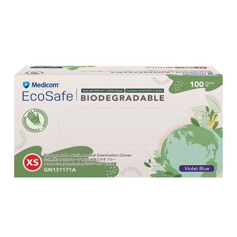 メディコムジャパン ニトリルグローブ エコセーフ 生分解性 XS ブルー GN131171A 100枚/箱(ご注文単位10箱)【直送品】