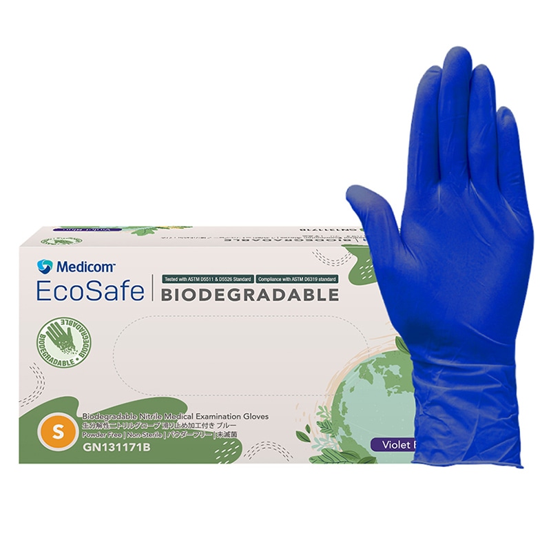 メディコムジャパン ニトリルグローブ エコセーフ 生分解性 S ブルー GN131171B 100枚/箱（ご注文単位10箱）【直送品】