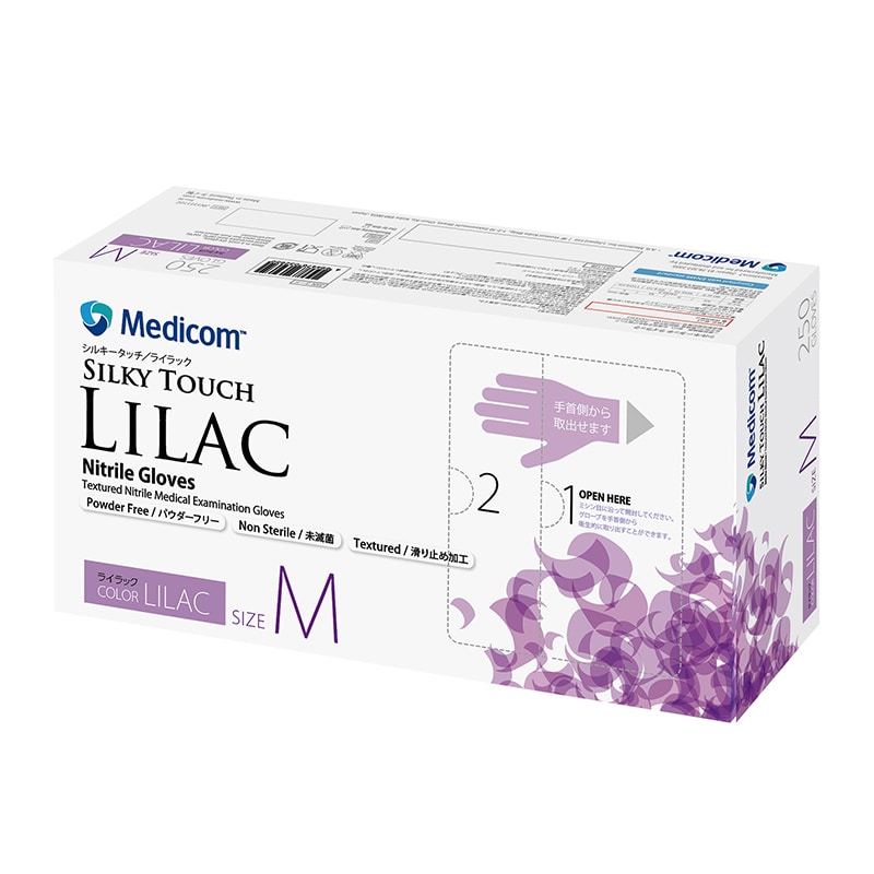 メディコムジャパン ニトリルグローブ シルキータッチ ライラック M ライラック JN131172C 250枚/箱(ご注文単位10箱)【直送品】