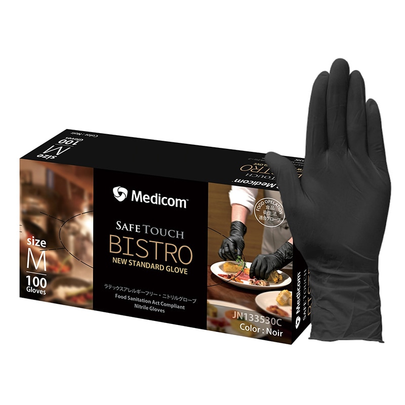 メディコムジャパン ニトリルグローブ  セーフタッチビストロ M ノアール JN133530C 100枚/箱（ご注文単位10箱）【直送品】