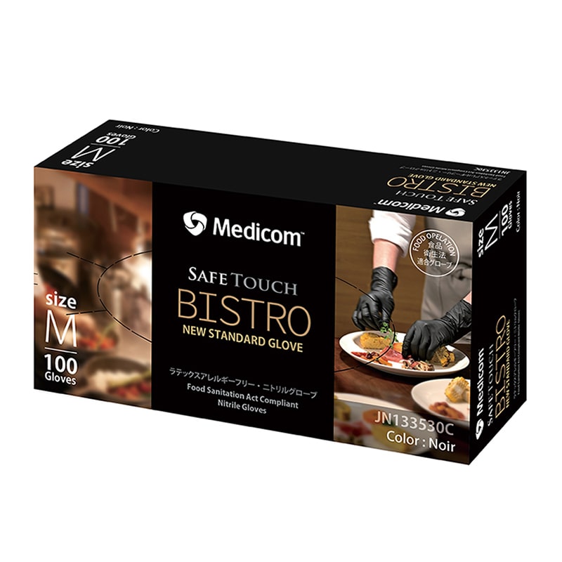 メディコムジャパン ニトリルグローブ セーフタッチビストロ M ノアール JN133530C 100枚/箱(ご注文単位10箱)【直送品】