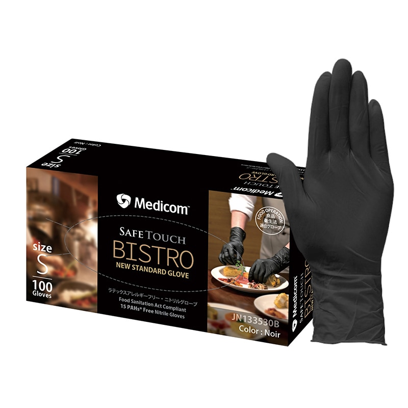 メディコムジャパン ニトリルグローブ  セーフタッチビストロ S ノアール JN133530B 100枚/箱（ご注文単位10箱）【直送品】
