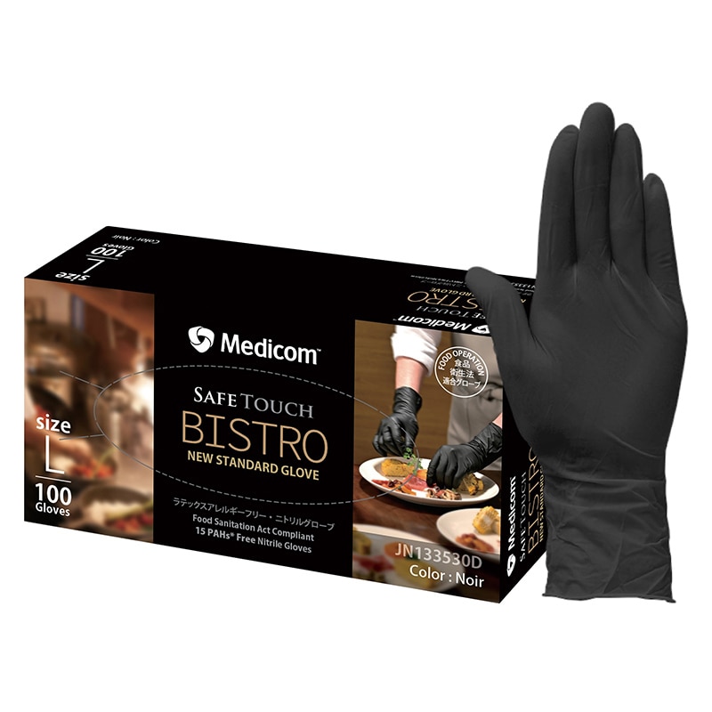 メディコムジャパン ニトリルグローブ  セーフタッチビストロ L ノアール JN133530D 100枚/箱（ご注文単位10箱）【直送品】