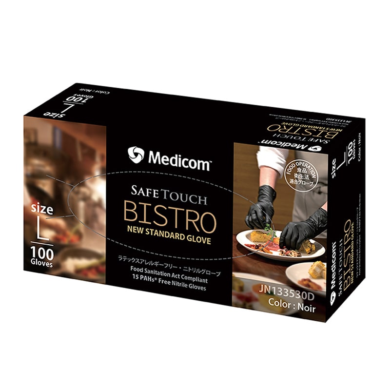 メディコムジャパン ニトリルグローブ セーフタッチビストロ L ノアール JN133530D 100枚/箱(ご注文単位10箱)【直送品】