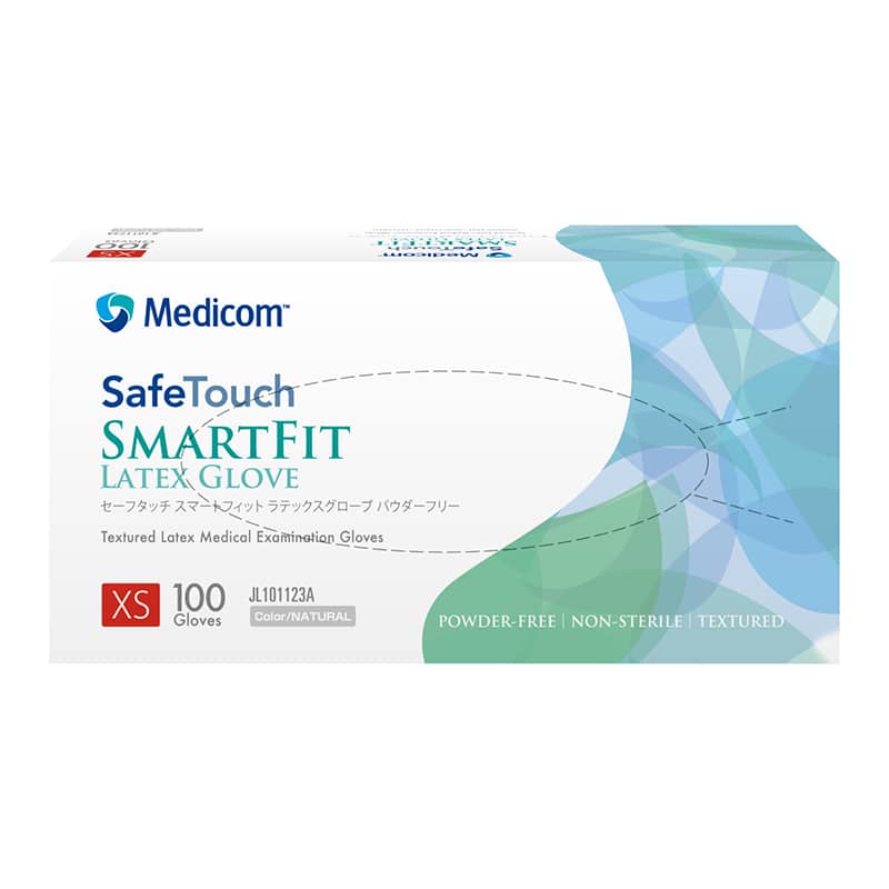 メディコムジャパン セーフタッチ スマートフィット ラテックスグローブ XS 100枚入 JL101123A 1箱(ご注文単位10箱)【直送品】