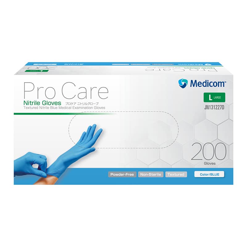 メディコムジャパン プロケア ニトリルグローブ ブルー L 200枚入 JN131227D 1箱（ご注文単位10箱）【直送品】