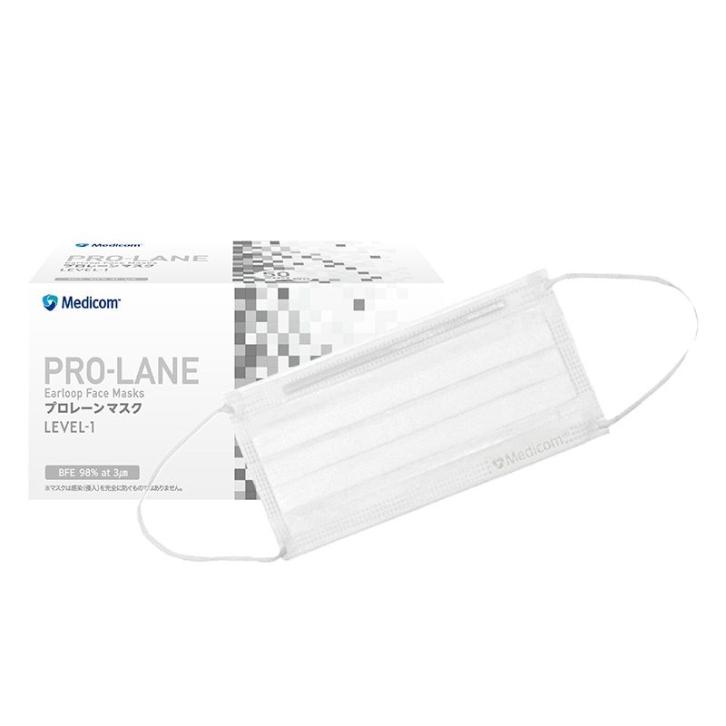 メディコムジャパン プロレーンマスク レギュラー ホワイト PLE0002714 50枚/箱(ご注文単位40箱)【直送品】