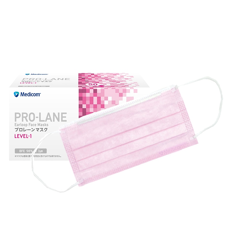 メディコムジャパン プロレーンマスク レギュラー ピンク PLE0002716 50枚/箱（ご注文単位40箱）【直送品】