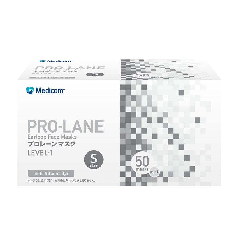 メディコムジャパン プロレーンマスク S ホワイト PLE002714S 50枚/箱(ご注文単位40箱)【直送品】