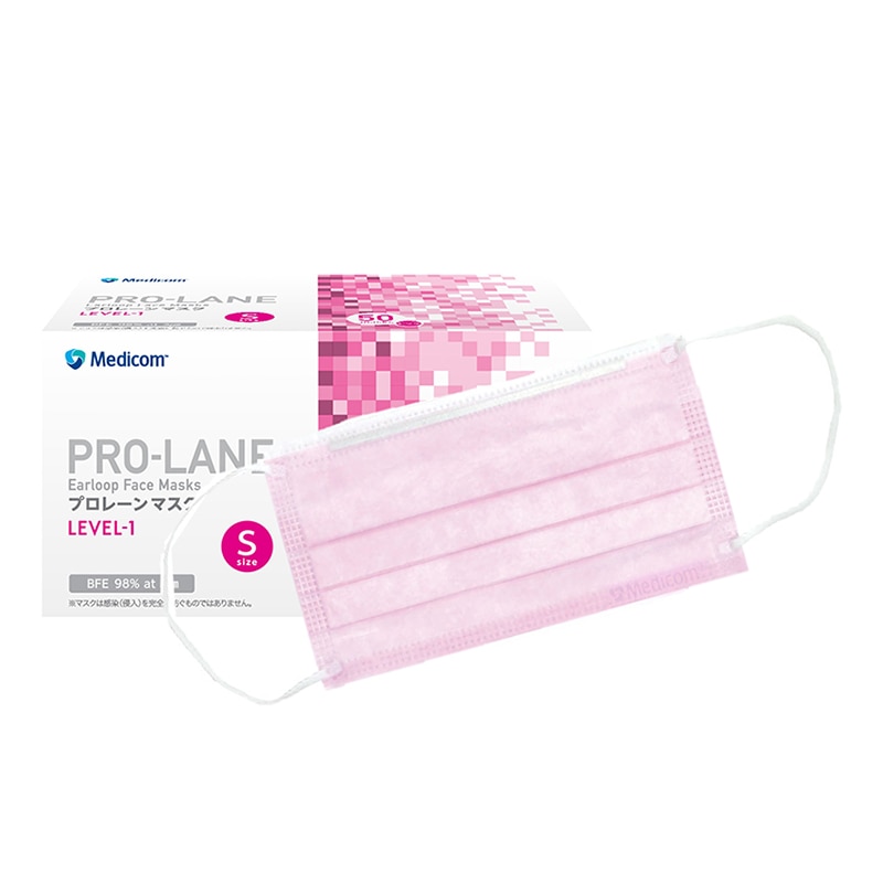 メディコムジャパン プロレーンマスク S ピンク PLE002716S 50枚/箱（ご注文単位40箱）【直送品】