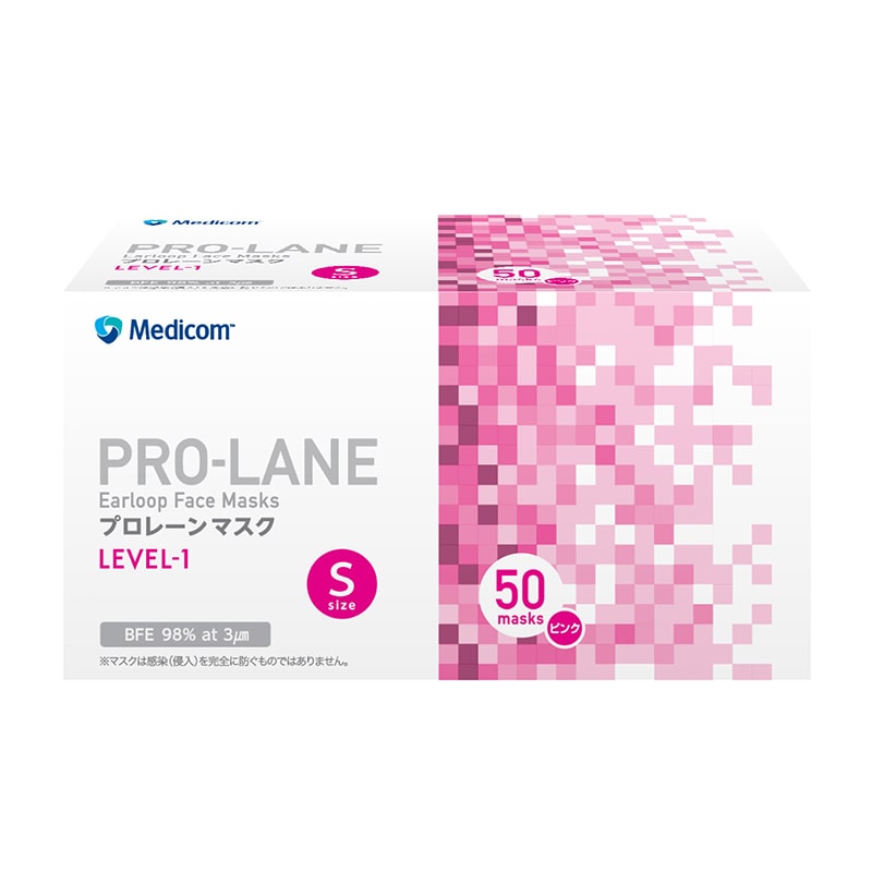 メディコムジャパン プロレーンマスク S ピンク PLE002716S 50枚/箱(ご注文単位40箱)【直送品】