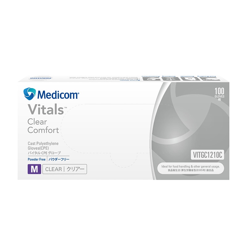 メディコムジャパン バイタル CPEグローブ クリアー M 100枚入 VITGC1210C 1枚/箱（ご注文単位10箱）【直送品】